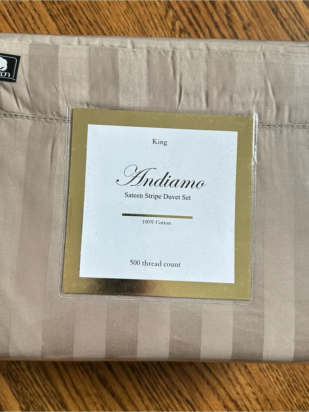 Andiamo King Sateen Stripe Duvet Cover - Taupe